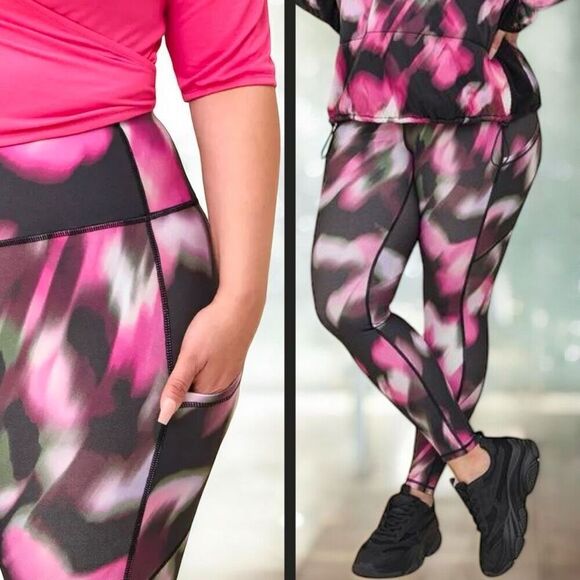 Torrid Black & Pink Full-Length Side Pocket Active Legging size 3 3XL - Picture 4 of 15